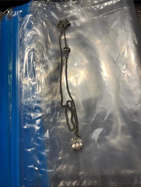 Jewelry - Classic Silver-Tone Pendant Necklace with Clear Stone 1704